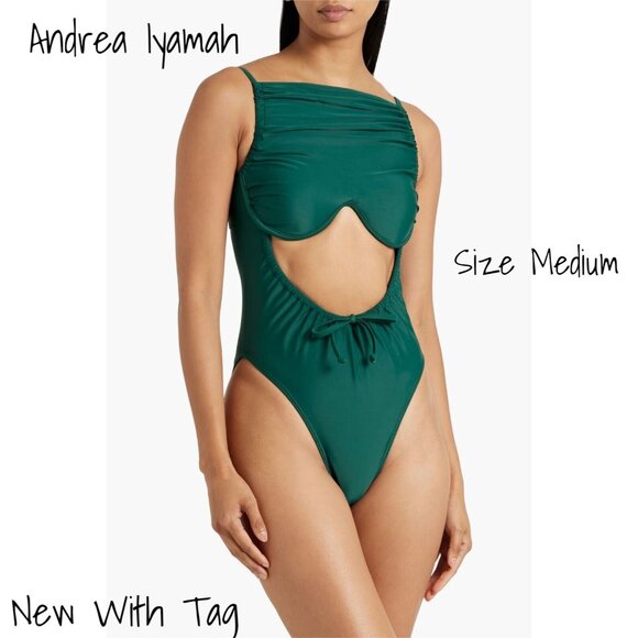 Andrea Iyamah Tiaca One Piece Swimsuit Green Medium - New with Tags - Picture 1 of 2